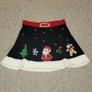 Holiday Black and Red Skater Skirt with Festive Designs